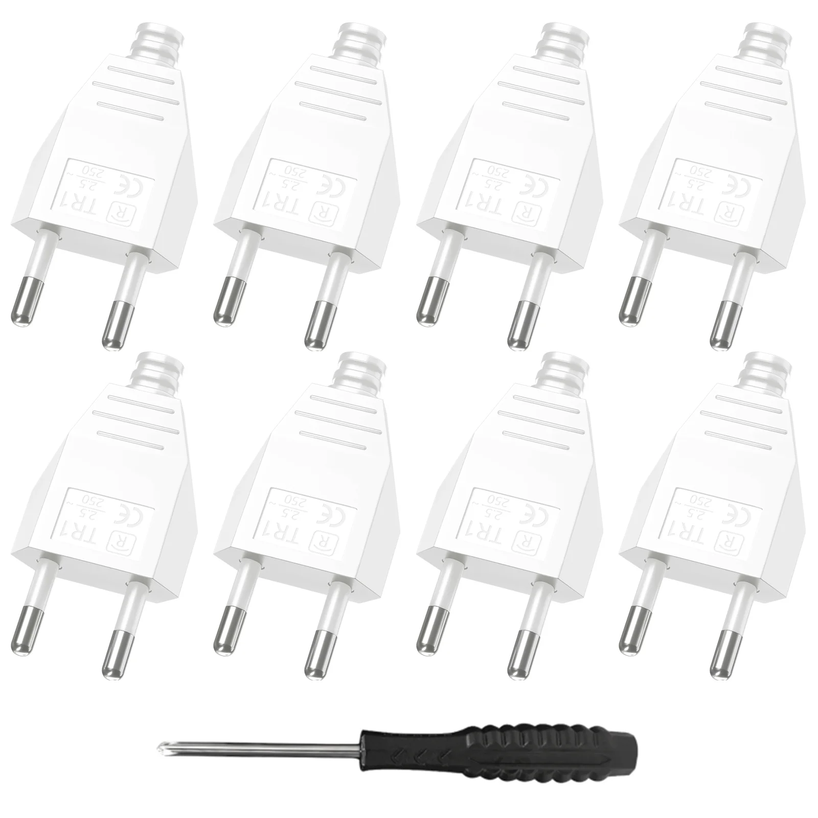 4/6/8pcs EU Plug Adapter Male Female Assembly Receptacle Connector 250V Schuko Power Cord Wired Electric Socket with Screwdriver