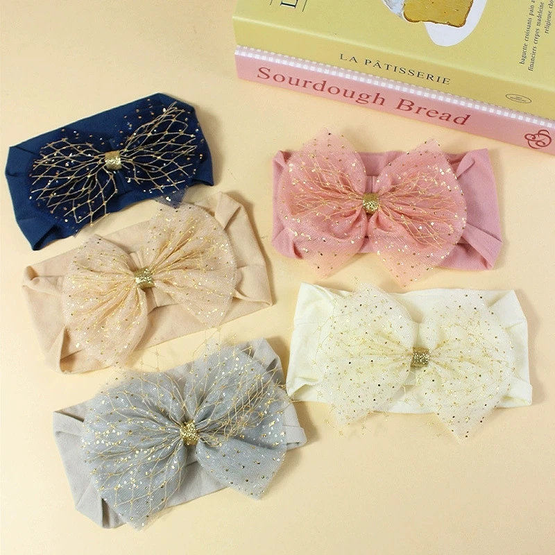 

Mesh Bow Nylon Headband Newborn Hair Accessories Baby Girls Cute Photo Prop Headwear Hairband Turban Headwraps for Children Bow