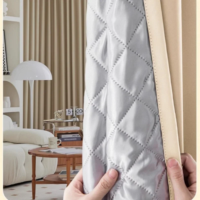 

Winter Velvet Thickened Warm Cold Proof Curtain Windproof Insulation Noise Reduction Fully Blackout Bedroom Living Room Curtain