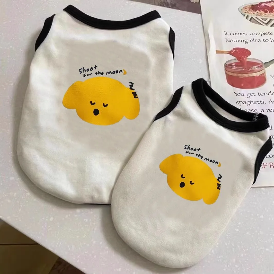 

Little Yellow Dog Print Pet Clothes Summer Cool Teddy Vest Small and Medium Dog Cartoon Pullover Bichon Anti Hair Loss T-Shirt