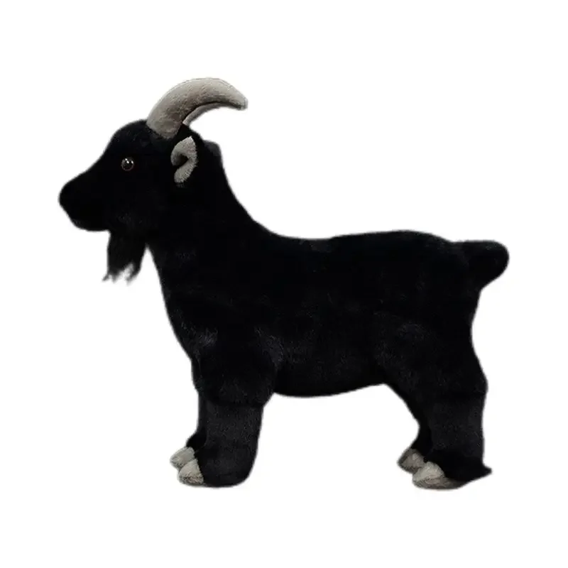 2024 Hot Sale  Simulation Animal Black Goat Mountain Lifelike Plush Toys Doll For Christmas Birthday Gift