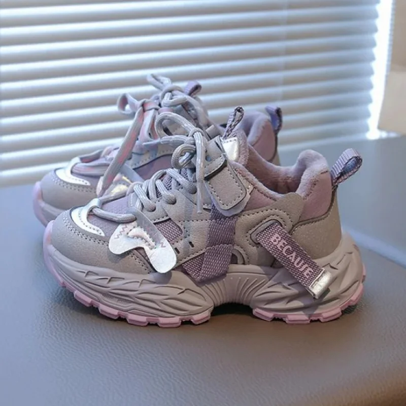 

PU Leather Sport Shoes For Children 2026 Trend Fashion Running Footwer For Boys Girls Anti-slippery Teenager Kid's Sneakers