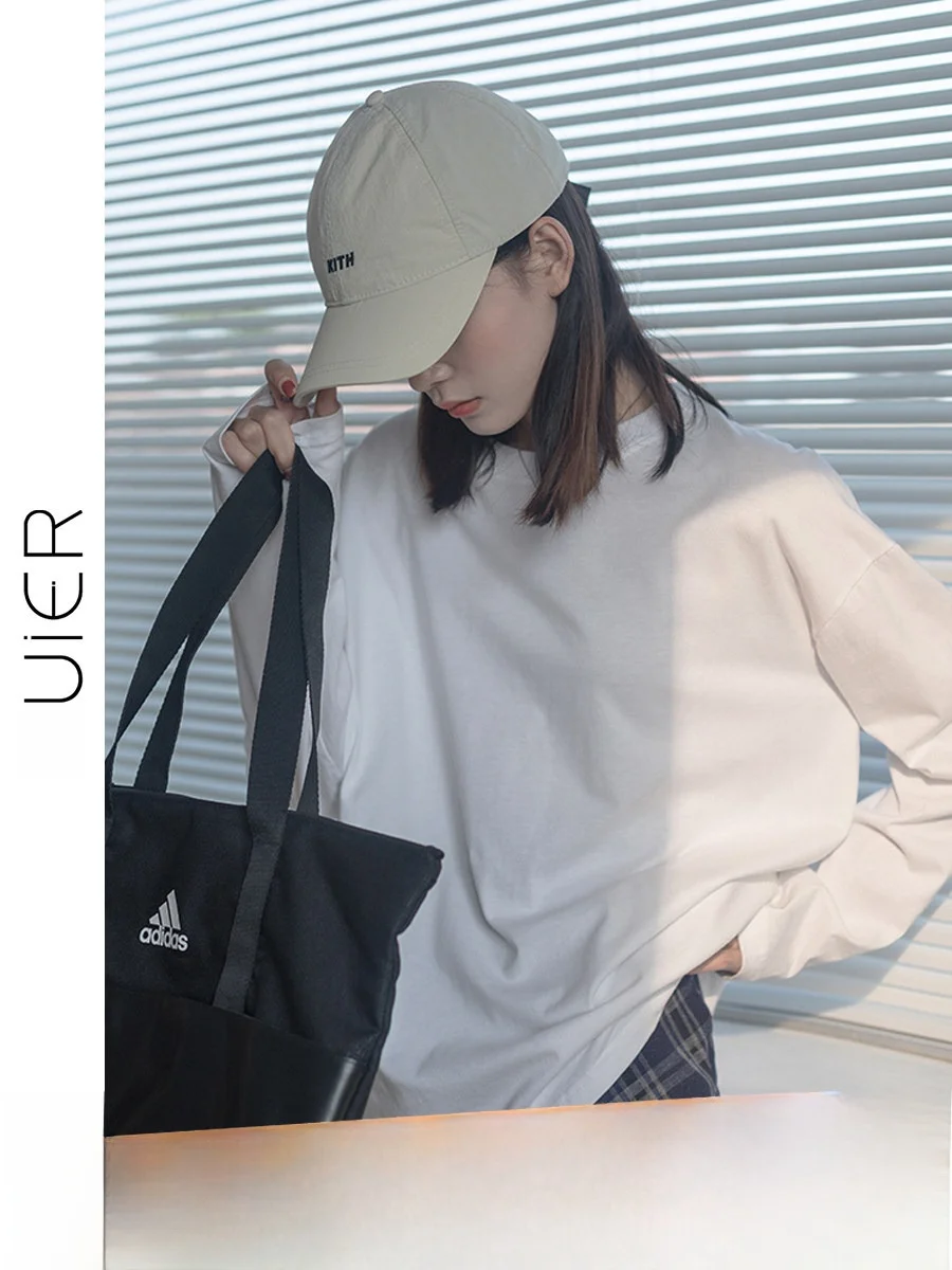 

Белая длинная футболка-топ для женщин, весна-осень, свободная, для ношения как база или верхняя одежда, повседневная, из 100% хлопка