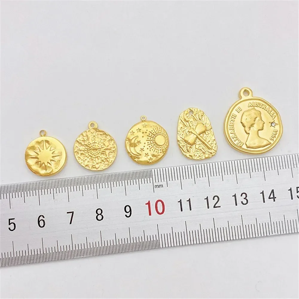 Stainless Steel Retro Sun Moon Stars Dragonfly Pendant Handmade DIY String Bracelet Necklace Jewelry Material Accessories