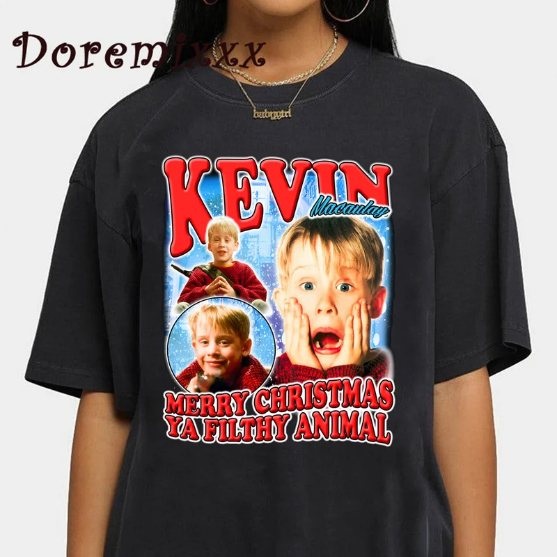 

Vintage T-shirt Short Sleeved Men Summer Kevin Macaulay Home Alone Retro Loose Tops Couple Graphic T Shirt Men Clothing Y2k Tops