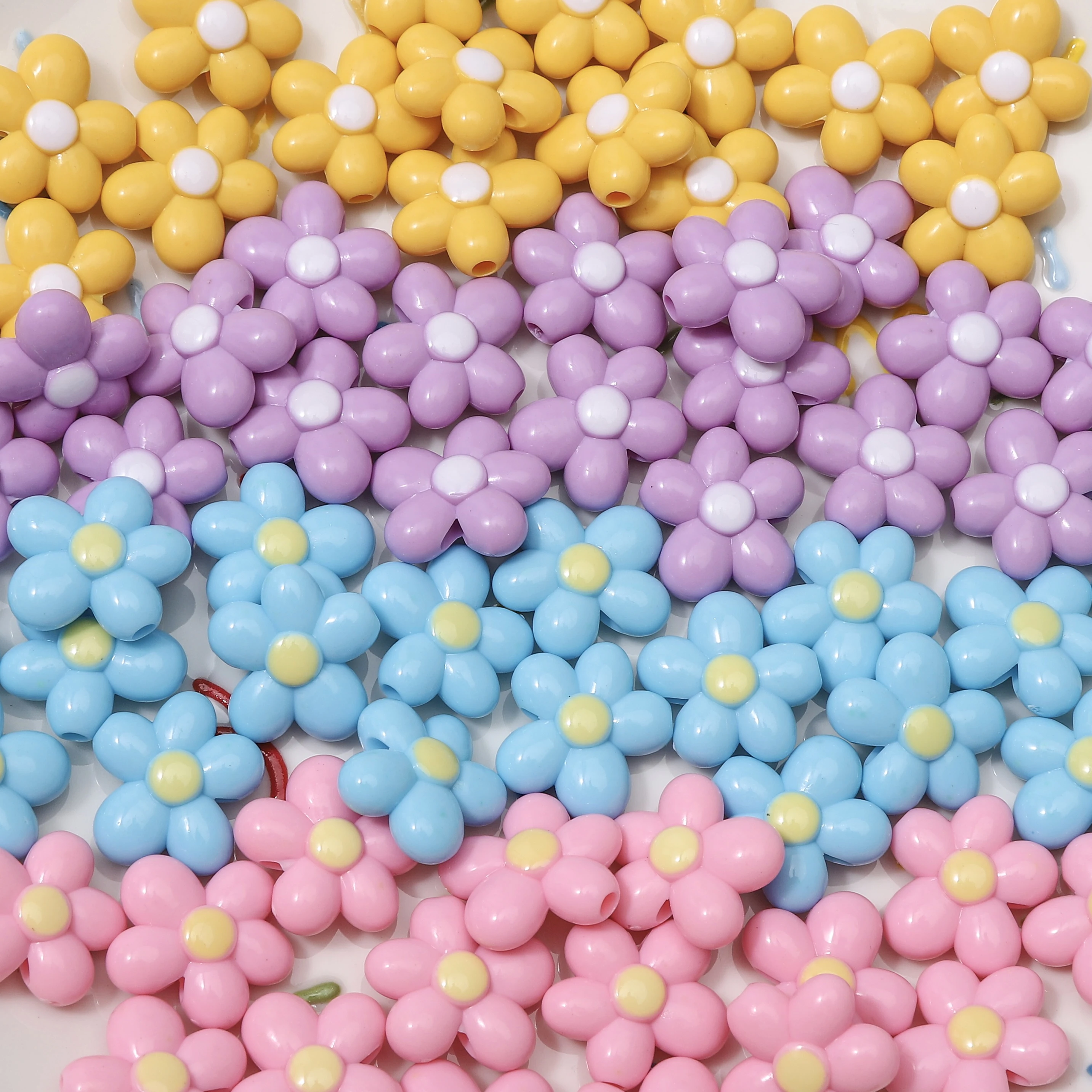 5-20pcs/Pack 19mm Acrylic Multi-Color 5-Petal Flower Beads Charms - DIY Jewelry Crafts Bracelet Spacer Accessories
