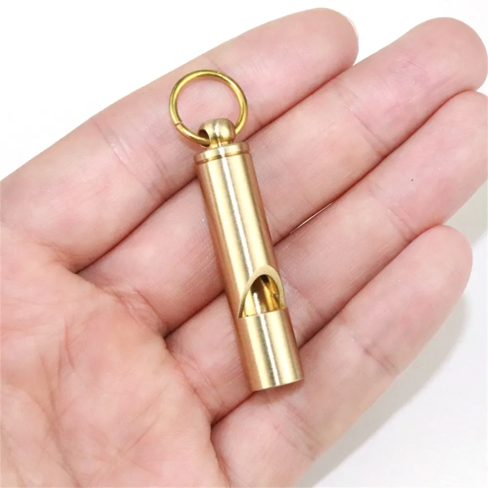 Newest Reliable Useful Hot Sale Tools Brass Whistle 10mm 1mm 41.5mm Metal Mini Pet Training Portable Survival Yellow