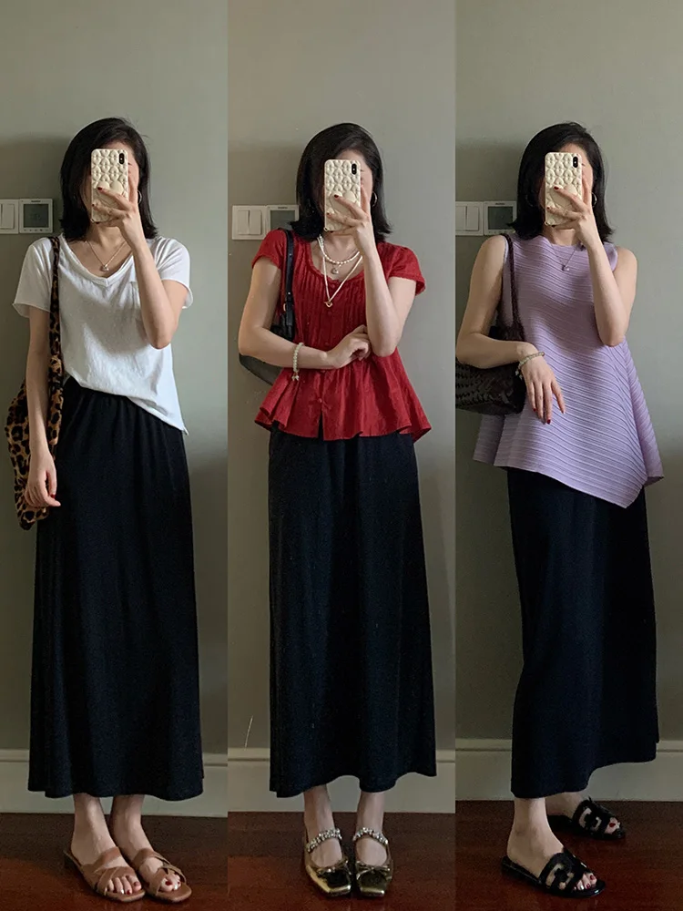 

Новая летняя женская повседневная юбка с завышенной талией, прямого кроя, облегающая, модная, для похудения