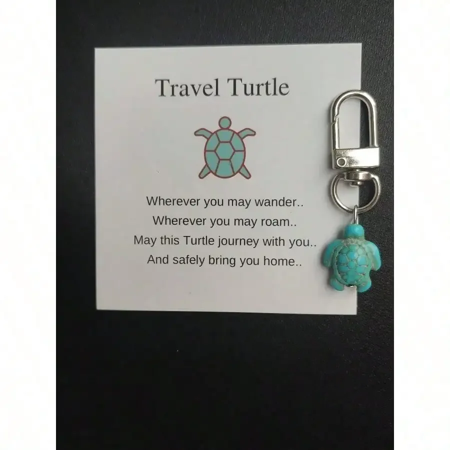 1pc Blue Travel Turtle, Turtle Keychain, Turtle Keyring, Gift, Turtle Bag Charm, Birthday Gift Idea For A Friend, Good Luck - Detail 1