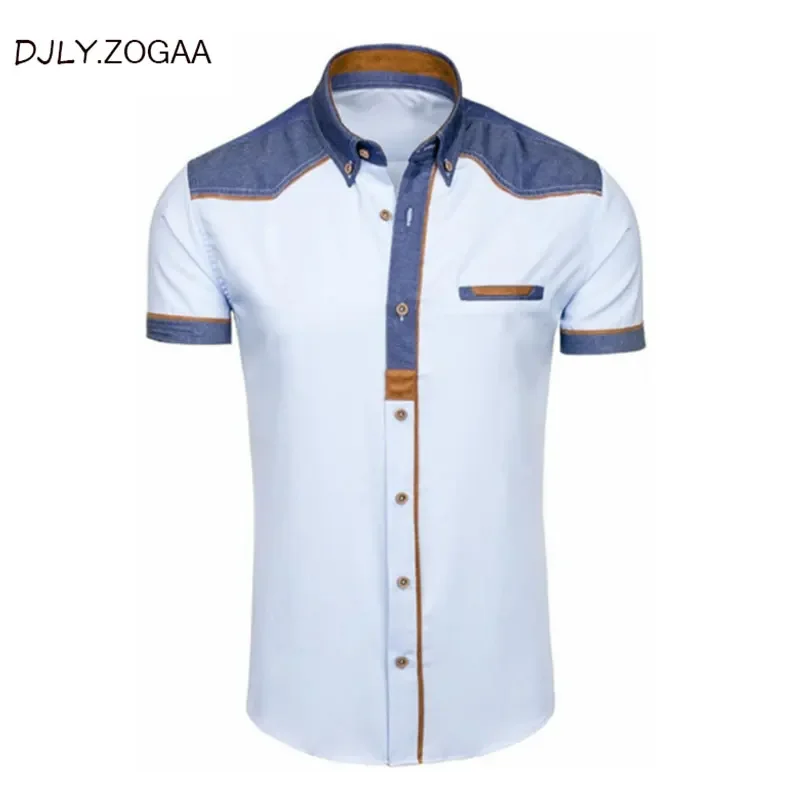 ZOGAA Men\'s Shirts Fashion Denim Short Sleeve Formal Shirts Man Casual Summer Clothing Tops Slim Cotton Plus Size Male Shirts