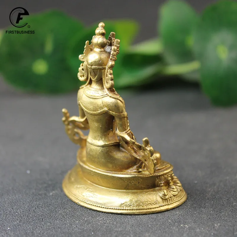 Antique Copper Amitayus Buddha Small Statue Desktop Ornaments Amitabha Figurines Lucky Home Decoration Accessories Crafts Decors