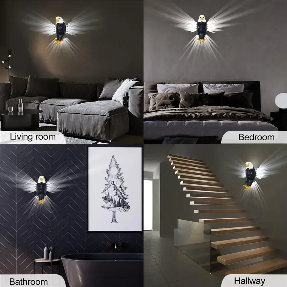 Cool Creativity 3D Bald Eagle Wall Night American Eagle Night Decoration Light Wings of Light for Man Woman Novelty Gift