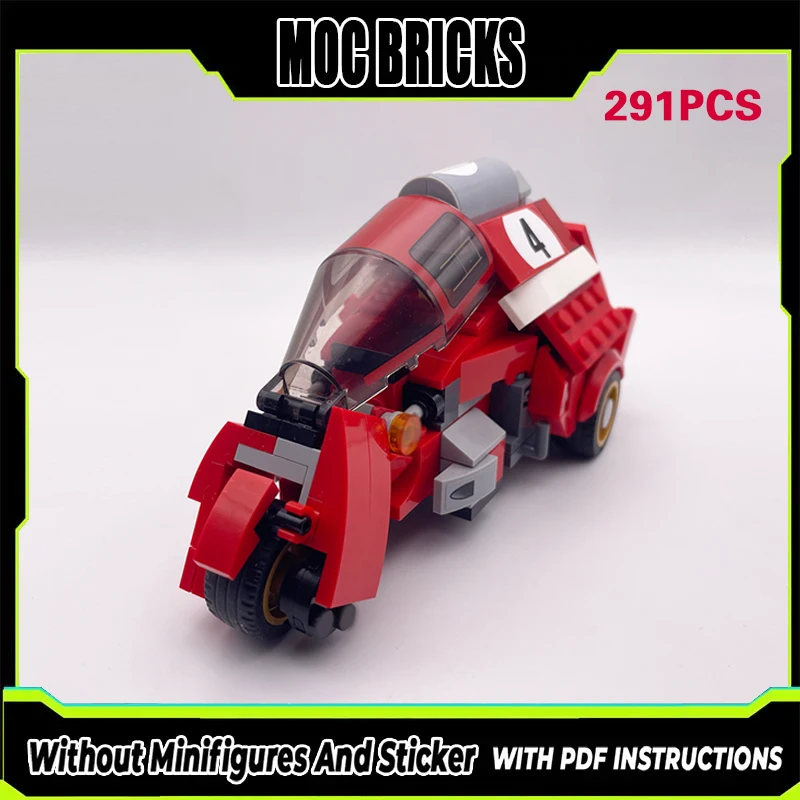 

City Car Model MOC Building Bricks Three-Wheeled Motorcycle Modular Technology Gifts Holiday Assemble Children Toys Suit
