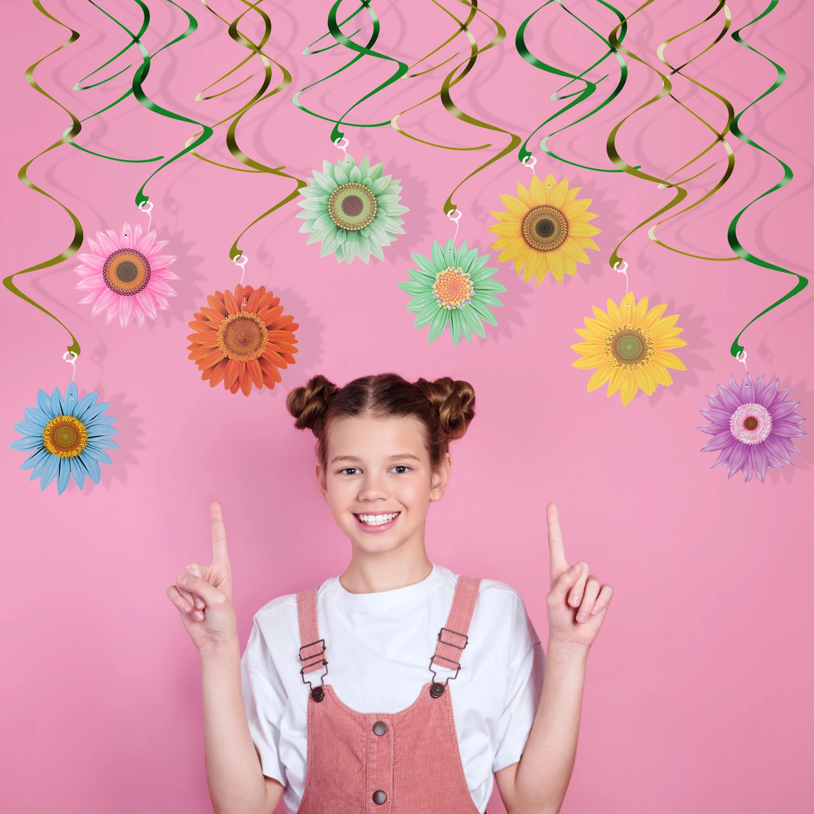 

Spring Sunflowers Spiral Decor Paper Swirl Pendant Banquet Supplies Reusable Hanging Ceiling Window Doorway Indoors