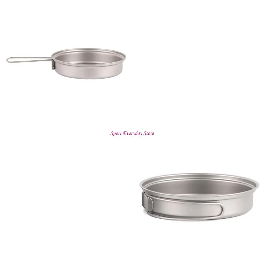 Wiederverwendbares Outdoor -Geschirr Titanien Gericht Klappgriffe Rucksackzubehör zum Camping -Rucksackpicknicks Freien