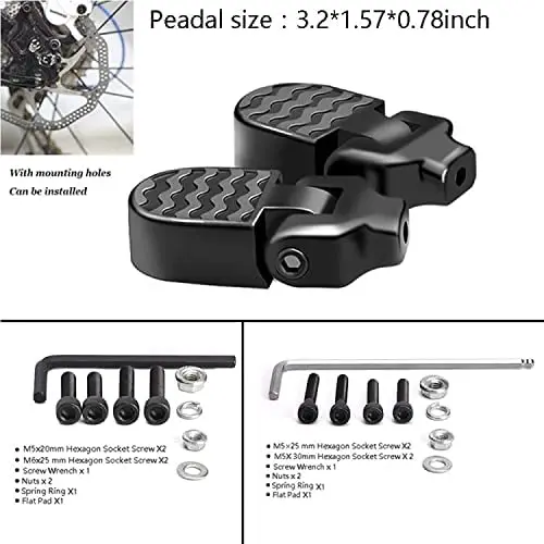 1 Pair Mini Bicycle Rear Pedals Aluminium Alloy Folding Foot Rest Bike Pegs Non-Slip Foot Pedal Rear Pedal Quick Release Pedals