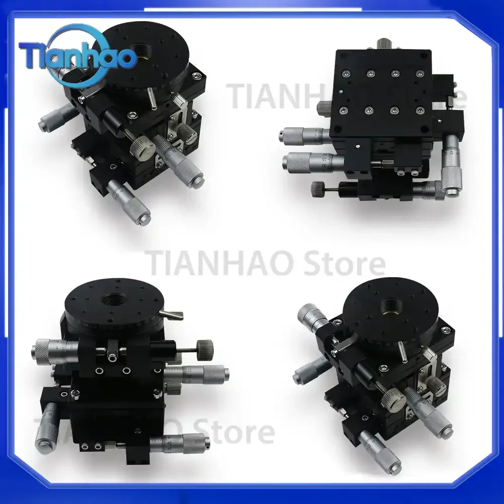 XYZRG60 Rotary Stage for Multi-Axis Four-Direction Combination Manual Fine-Tuning Guide Slide Table LTP60-L-2 with 29.4N 3kgf