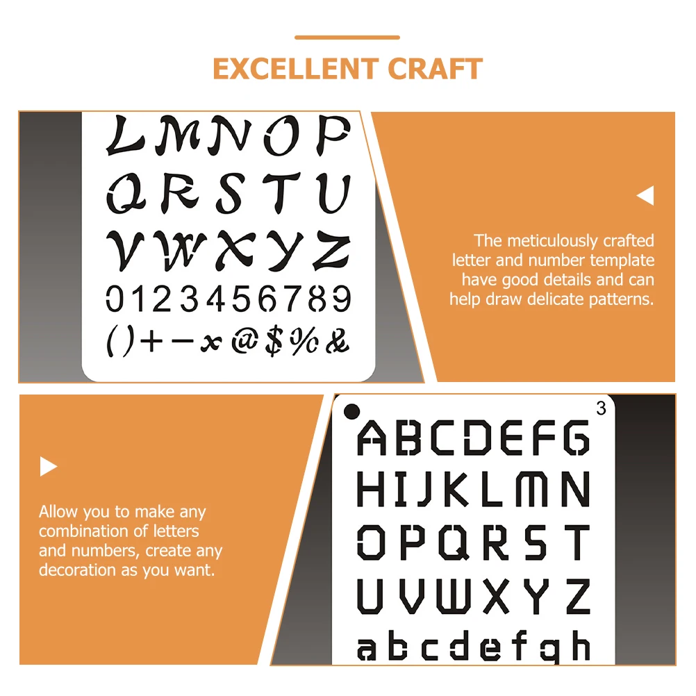 

8Pcs English Letter Number Stencils Templates Alphabet Symbols DIY Painting Scrapbook Supplies Letter Stencils