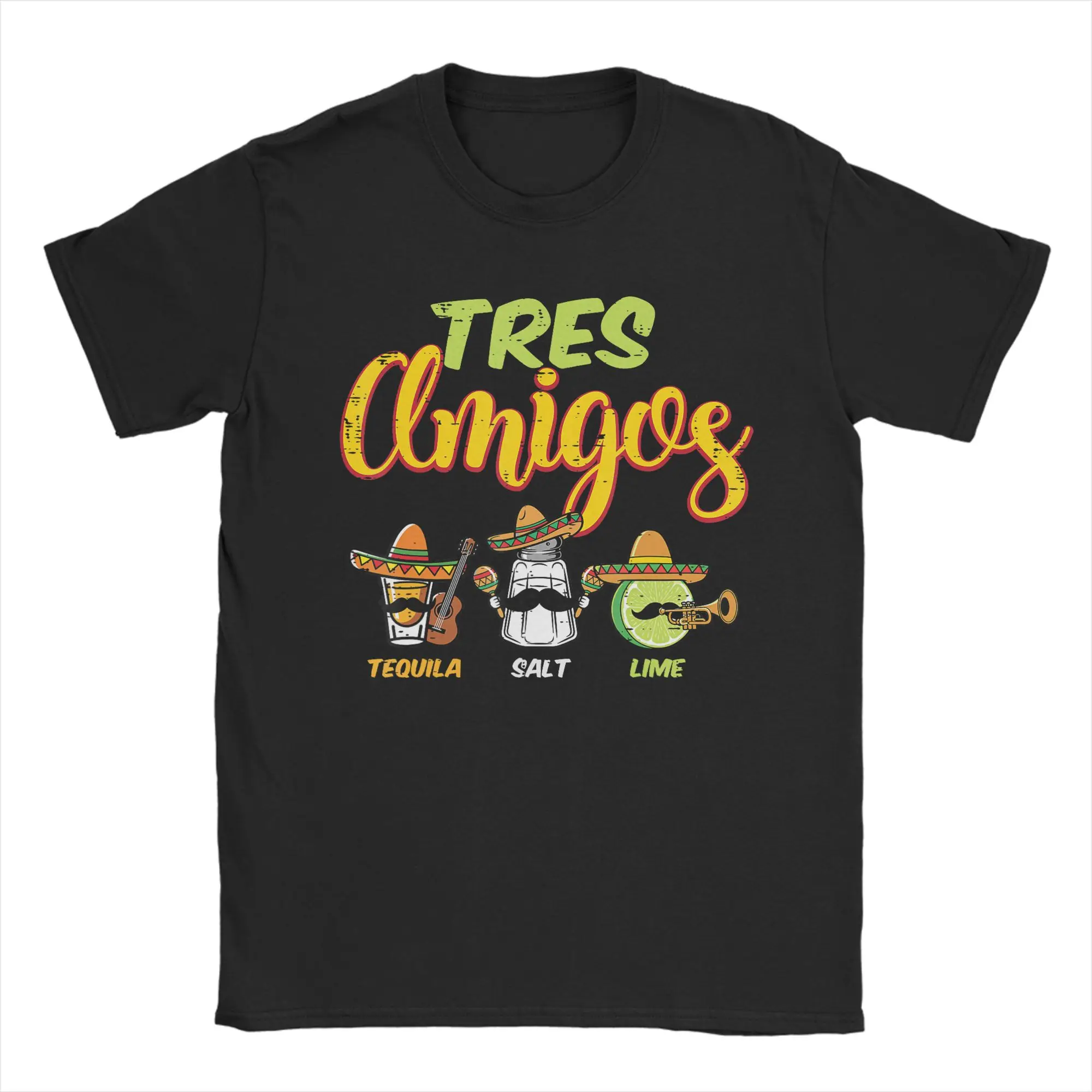 Tres Amigos Avocados Guac Cinco De Mayo Fiesta T-Shirt Men  Novelty Cotton Tee Shirt Crew Neck Short Sleeve T Shirts Clothes