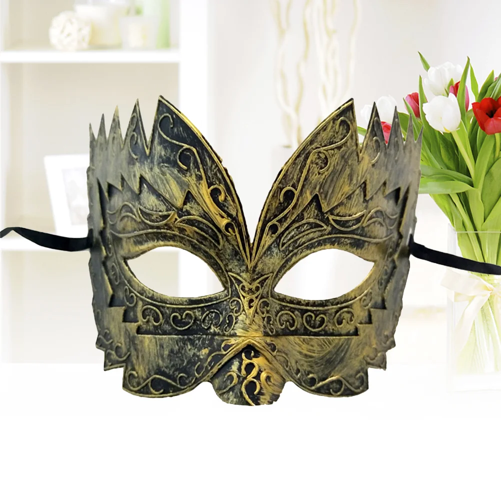 235x14 ซม.แฟชั่นฟันเลื่อยหน้ากากครึ่งหน้าพลาสติก Face Mask Performing Props PARTY Supplies (Golden)