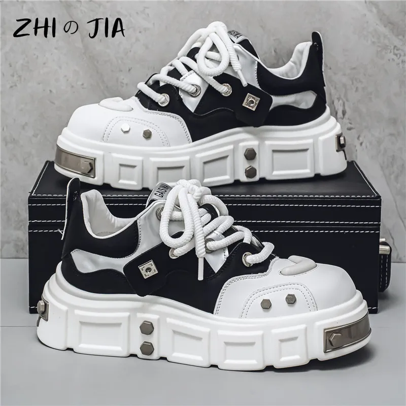 New Thick Soled Trendy Men's Shoes Men's Casual Sneaker Height Increasing Shoes Fashionable Matching Footwear 39-44