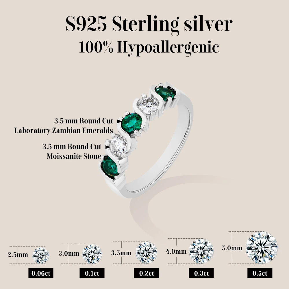 ATTAGEMS Light Luxury Lab Emerald Moissanite Rings Fashion Women Rings 925 Sterling Silver Ring Party Hot Statement Jewelry Gift