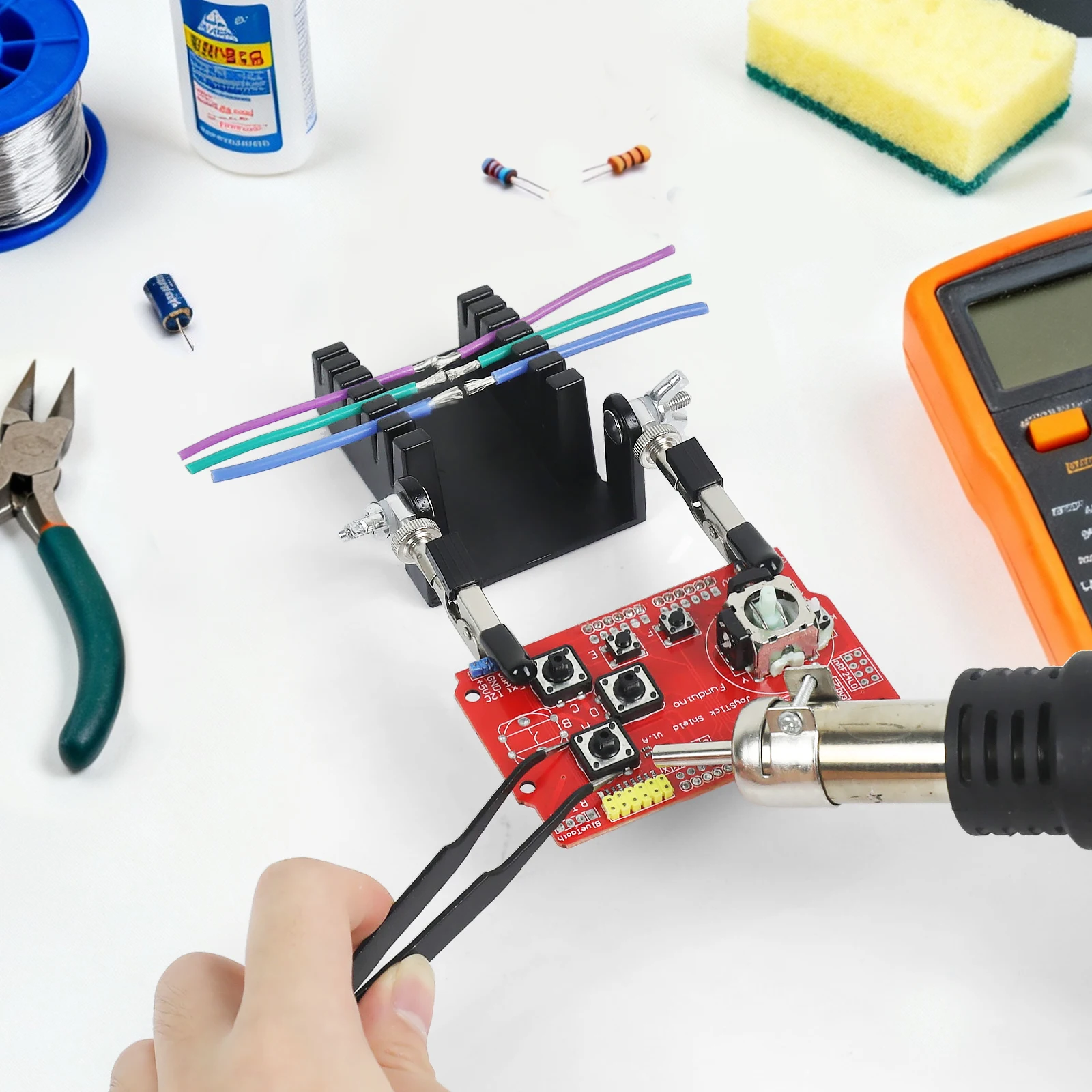NEWACALOX Helping Hands Soldering Tool with 2 Flexible Arms PCB Holder Soldering Wire Holder for Electronics Repair, Jewelry DIY