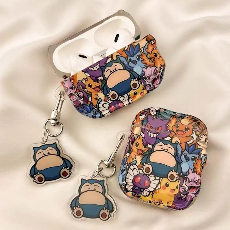 حافظة كرتونية لطيفة من بيكاتشو لأجهزة AirPods 4 حافظة لأجهزة Airpods 1 2 3 Pro Pro2 غطاء حماية مع غطاء سماعة رأس بخاصية البلوتوث