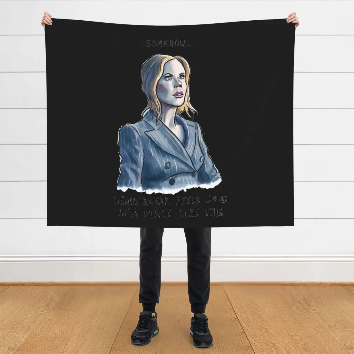 

Nicole Kidman at AMC Classic Throw Blanket Plaid on the sofa Luxury Thicken warm for winter Blankets