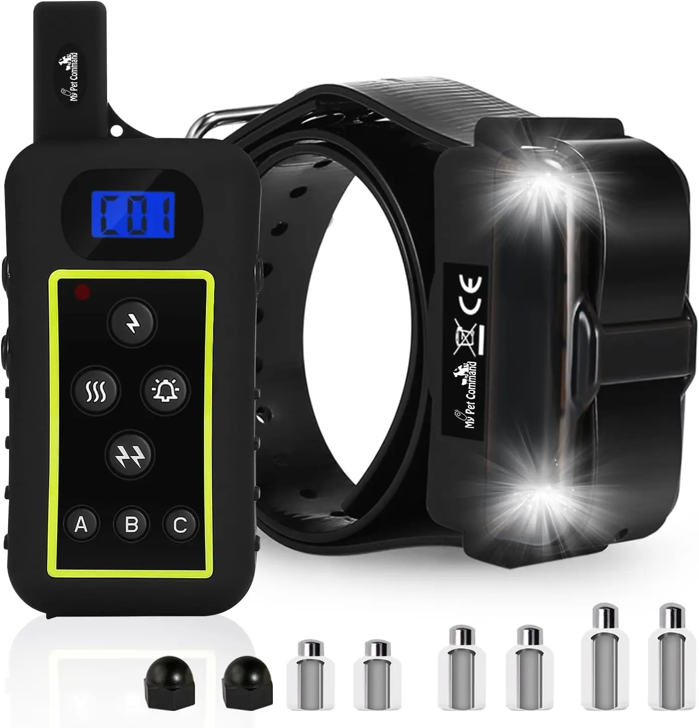 

1.25 Mile Range Dog Training Collar with Remote Shock, Vibrate, Tone, Flashing Light, Waterproof & Rechargeable – Up to 3 Collar