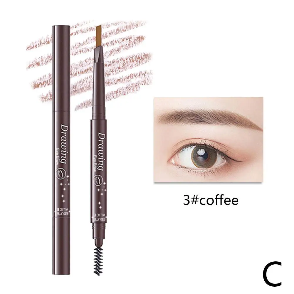 Matita per sopracciglia marrone chiaro matita per sopracciglia con Eyeliner automatico rotante impermeabile naturale con pennello strumento cosmetico di bellezza