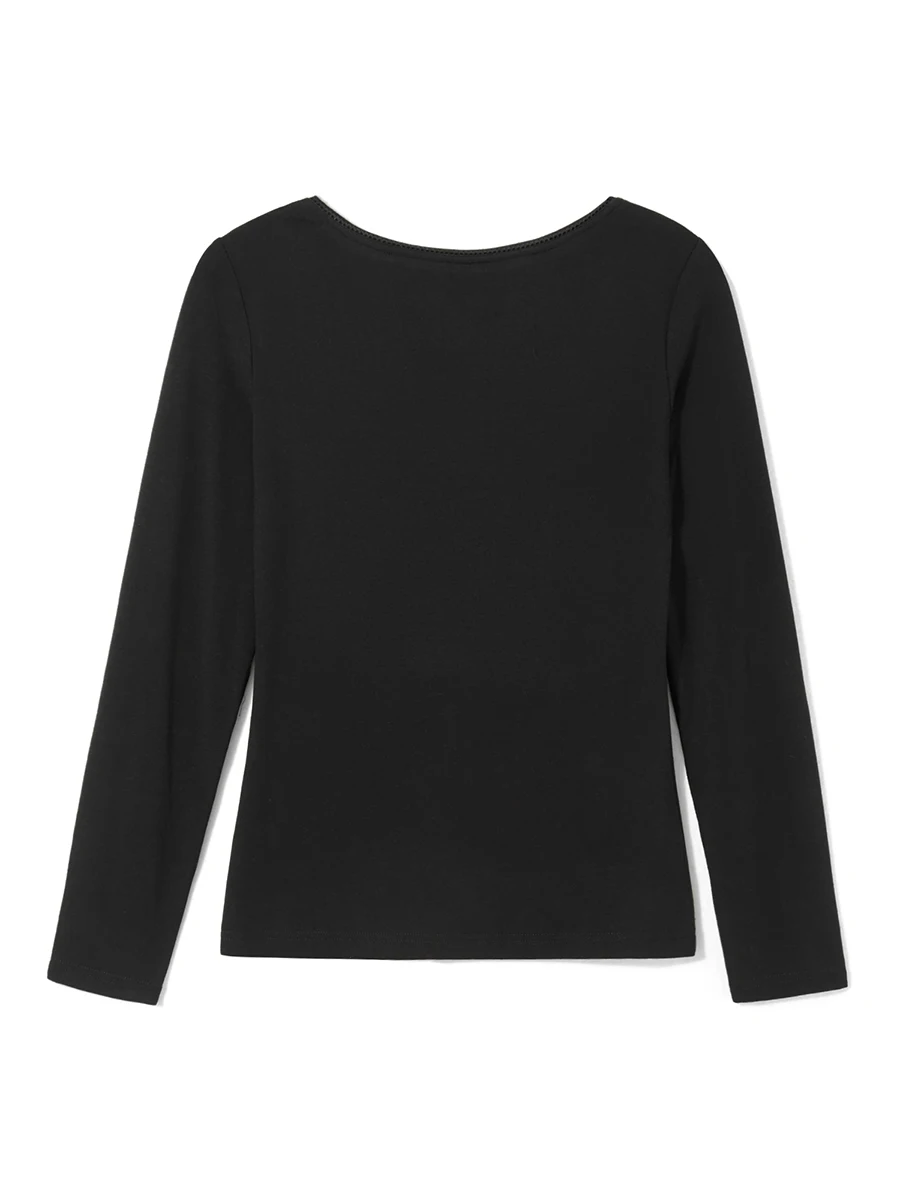 Dames T-shirt met lange mouwen en V-hals in effen kleur, perfect voor casual dagelijks gebruik en streetwear-modetrends