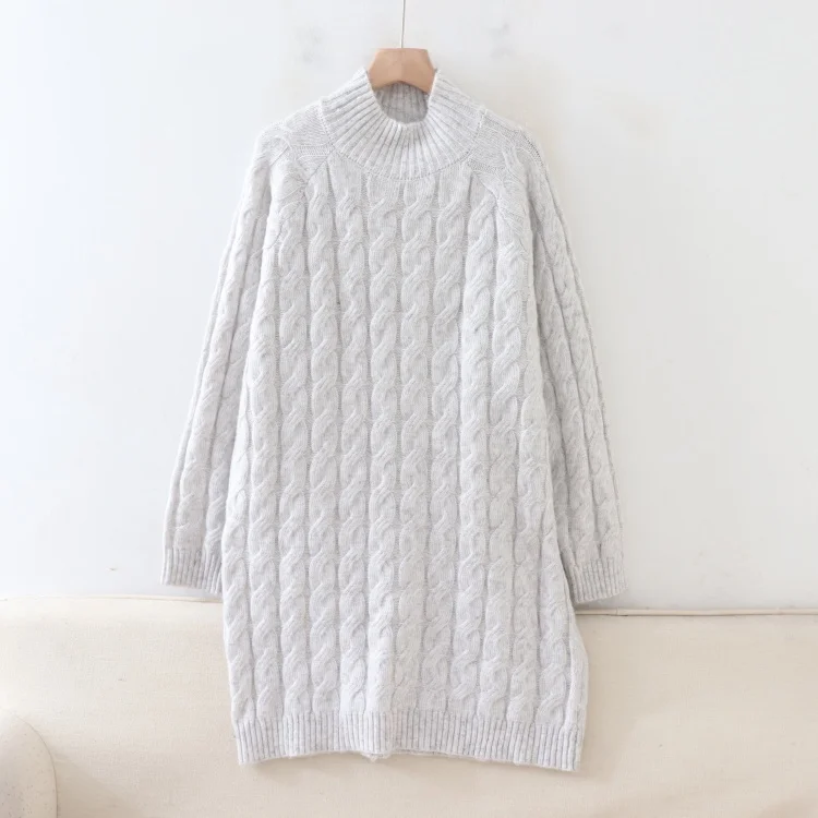 سترة نسائية كبيرة الحجم متوسطة الطول مستديرة Ne Long Sve دافئة حرارية للخريف والشتاء Faion Commute Sle مرنة... #1