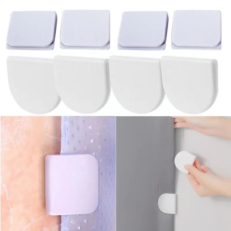 2/4PCS Shower Curtain Clip Bathroom Shower Curtain Clip Wind-proof Splash-proof Perforated Shower Curtain Clip Fixing Clip