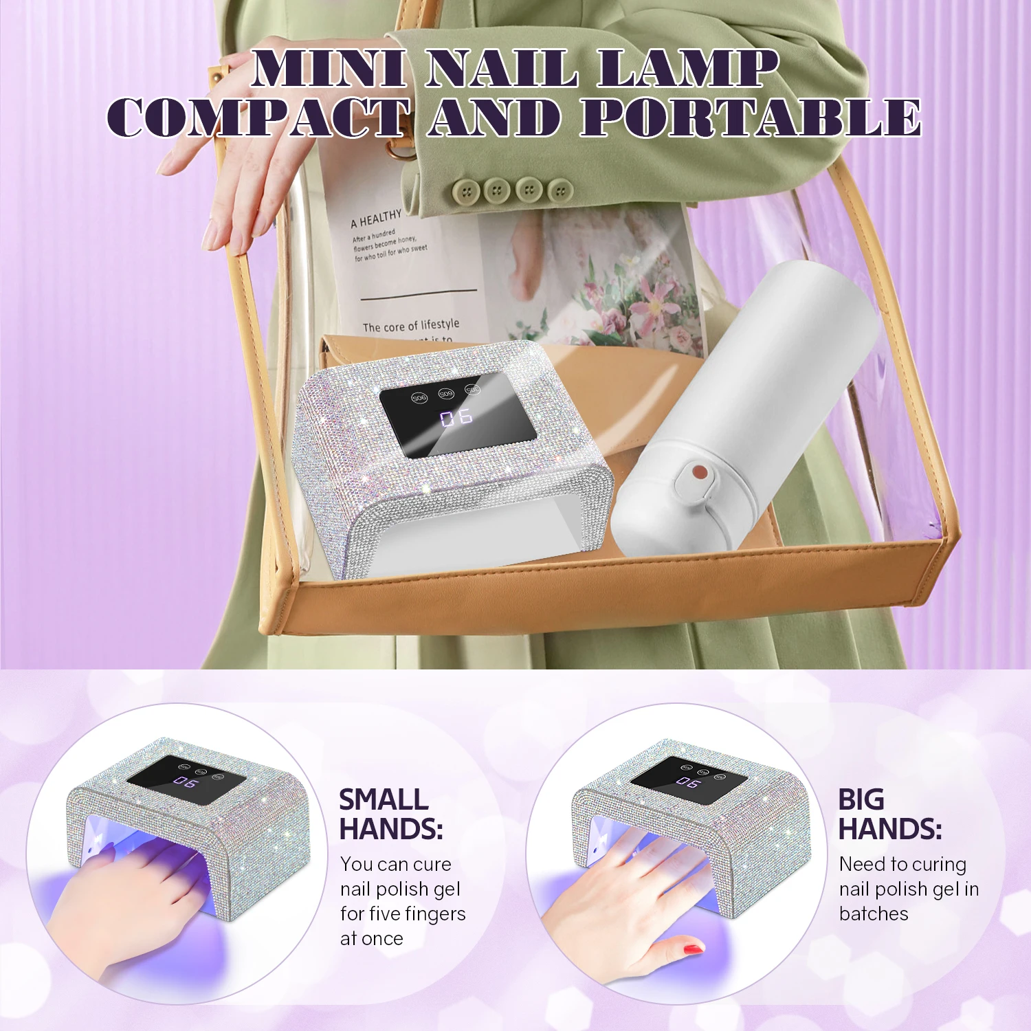 Lámpara de uñas profesional con luz LED UV para principiantes con 3 ajustes de temporizador, Control táctil y lámpara de curado con Sensor automático para salón y hogar