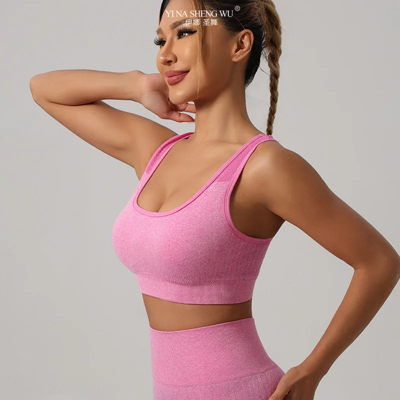 Women Sport Bras Yoga Shirt Fitness Running Vest Underwear Padded Bra Crop Sports Workout Top Wireless Push Up Brassiere New image 3