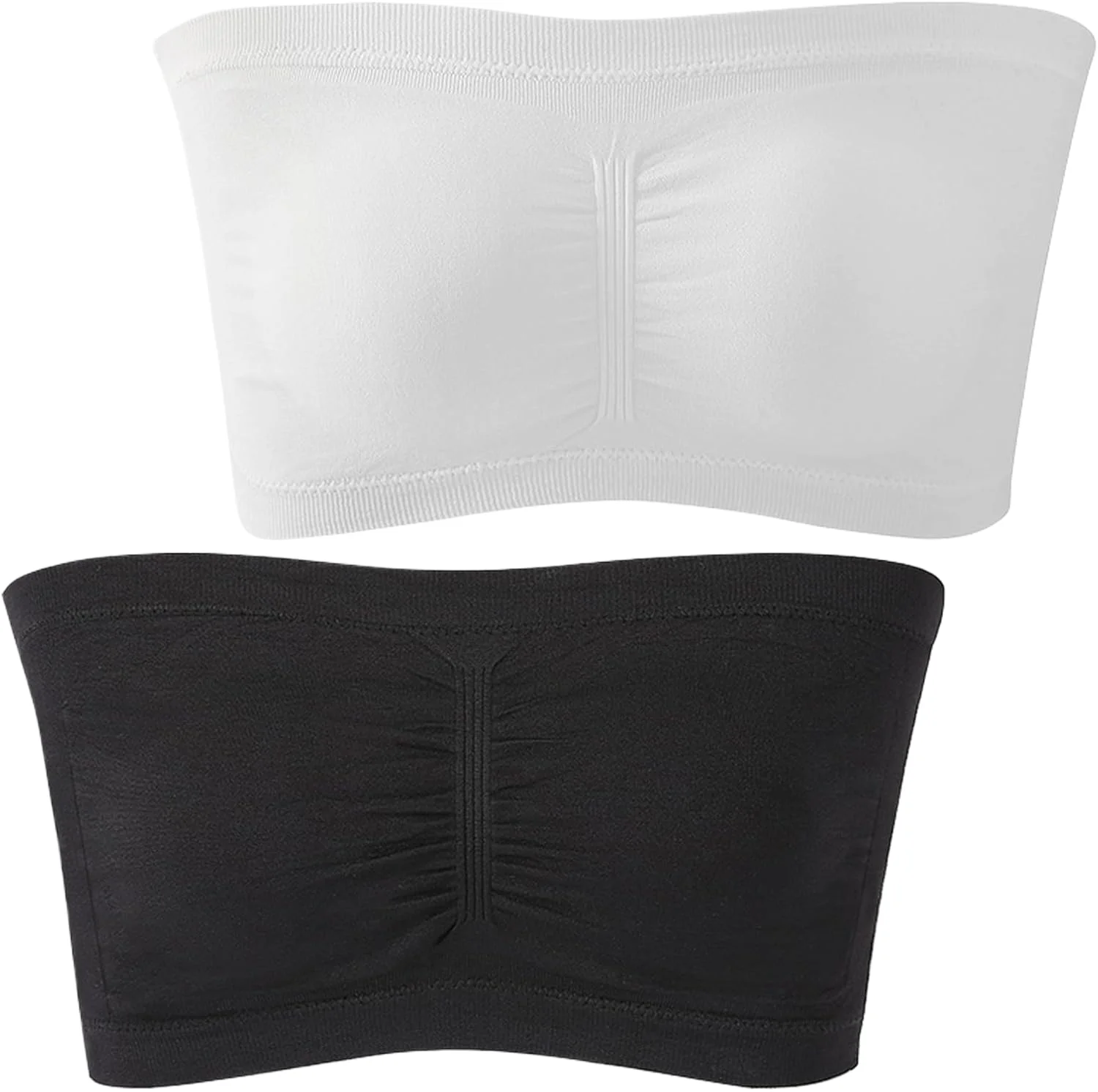 2 PCS Bandeau Tops Women, Bandeau Bra Padded Strapless Bras for Women, Bandeau Tube Top Bra Bralette