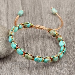 Bohemian Emperor Natural Stone Beaded Bracelet for Women Men Adjustable Handmade Bangle Rope Braided Yoga Fashion Jewelry Gifts