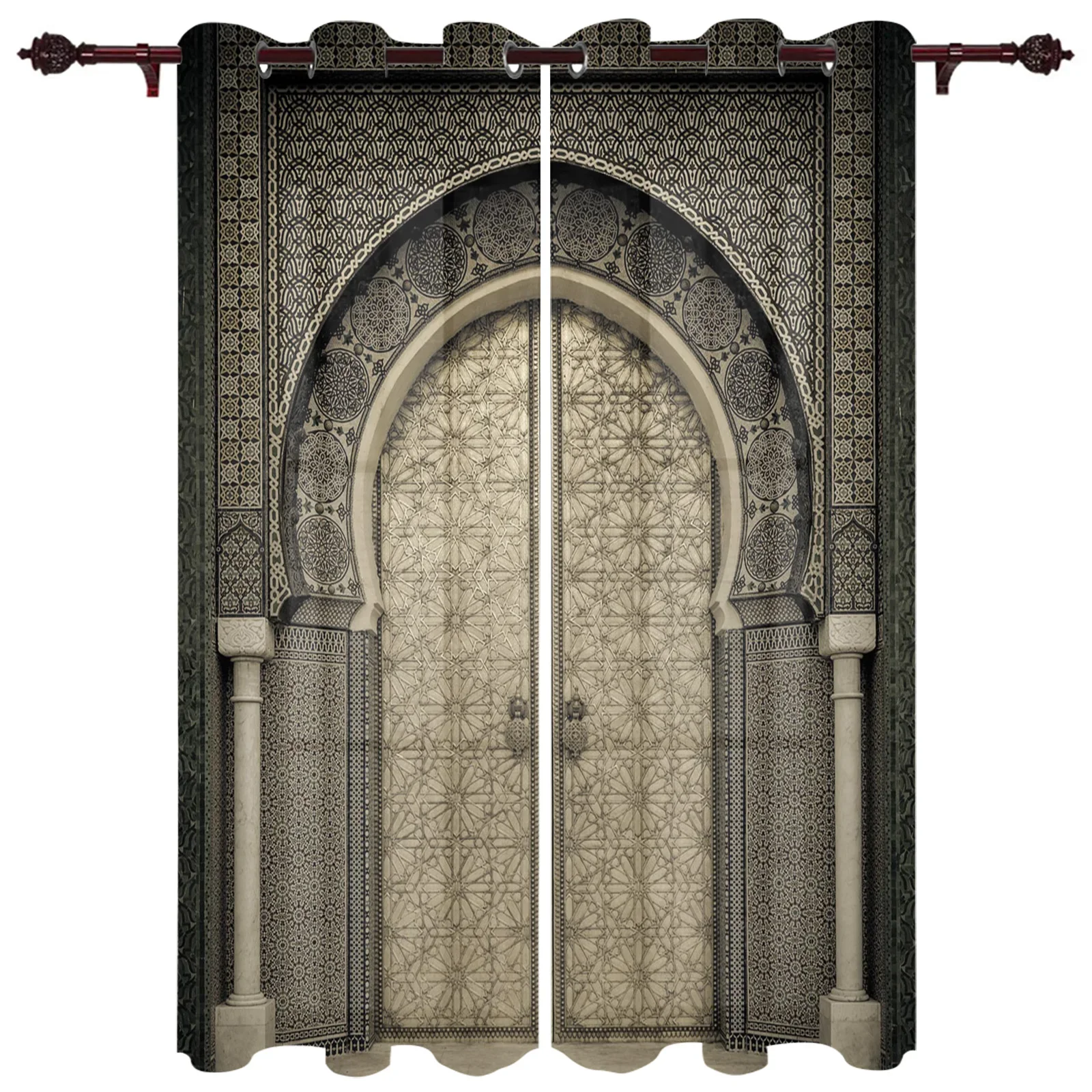 Moroccan Medieval Vintage Door Curtains for Bedroom Living Room Drapes Kitchen Children's Room Window Curtain Modern Home Decor