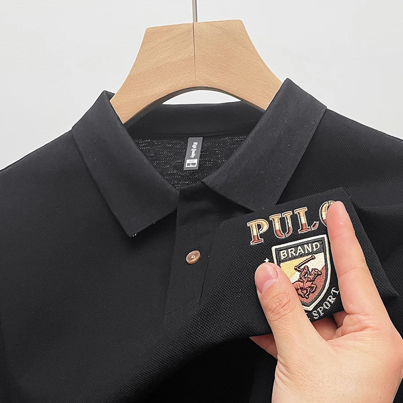 

Quality Brand Luxury Men's 100Cotton Polo Shirt Lapel Horse Embroid Hot Sales Short-sleeve Fashion T-shirt Golf Summer Menswear