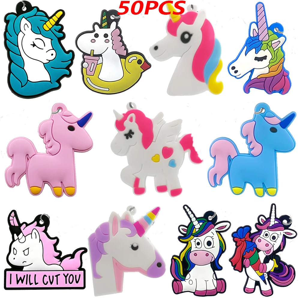 

50PCS Cute Unicorn Keychain for Women Girls Kawaii Style Car Key Accessories Fashion Unicorn Keyring Jewelry Pendant for Kids
