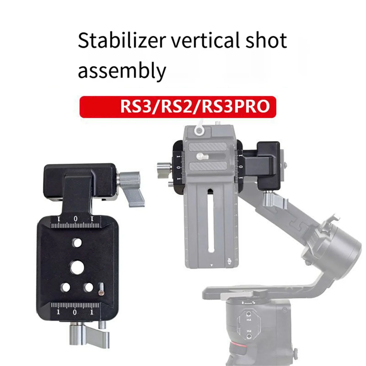 Rail Clamp Mounting Plate with Cold Shoe Vertical Shooting Camera Mount for DJI RS3 RS2 RS3 PRO Black & Gray