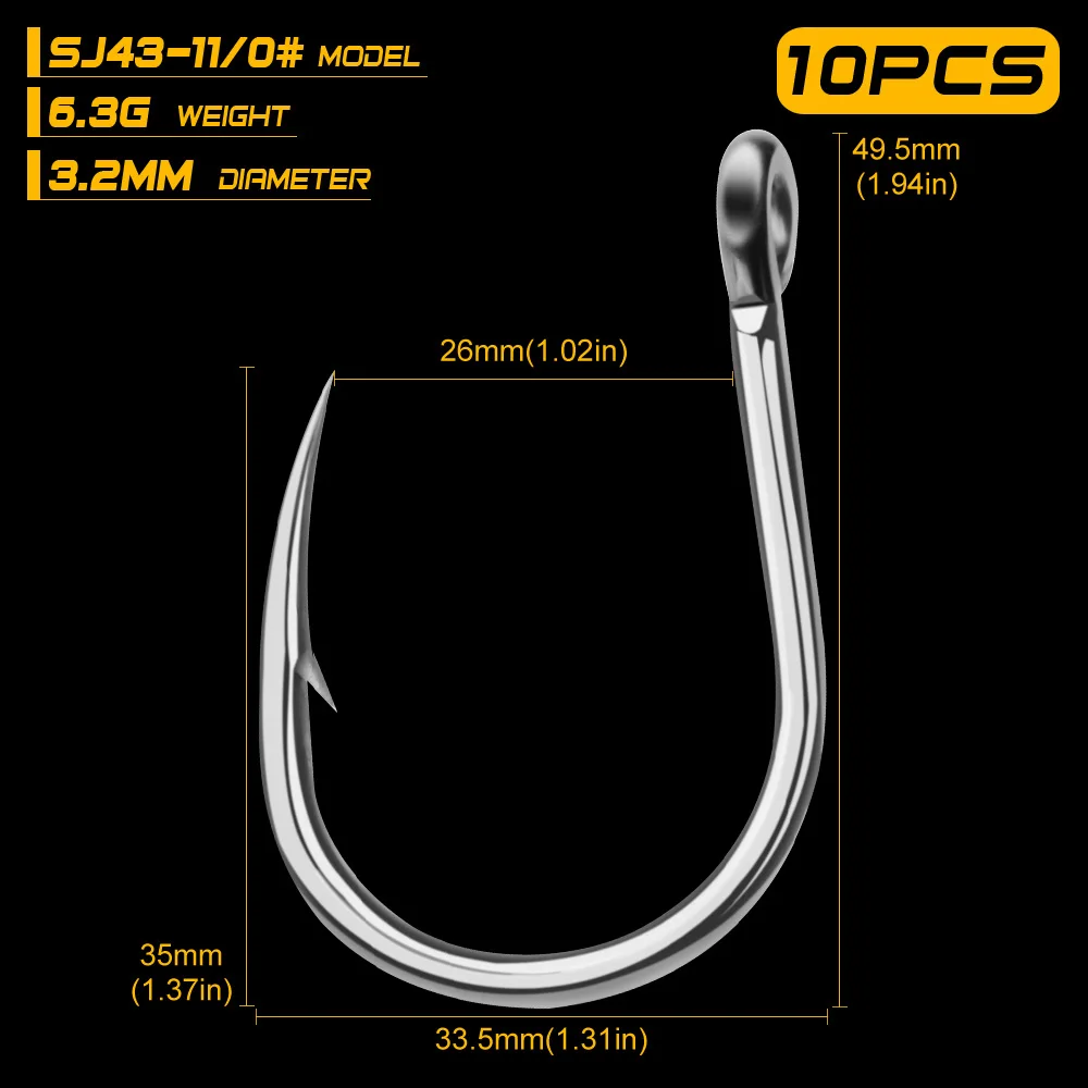10 Stück PROBEROS Edelstahl-Hochleistungshaken, Verstärkte Scharfe Haken, Extrem Starke Tieflaufende Big-Game-Salzwasser-Jigging-Haken – Detail 9