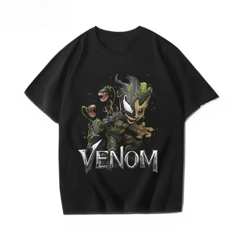 

Marvel Genuine Venom Joint Galaxy Guardians Groot Marvel Print Men and Women with The Same Loose and Comfortable Short Sleeves