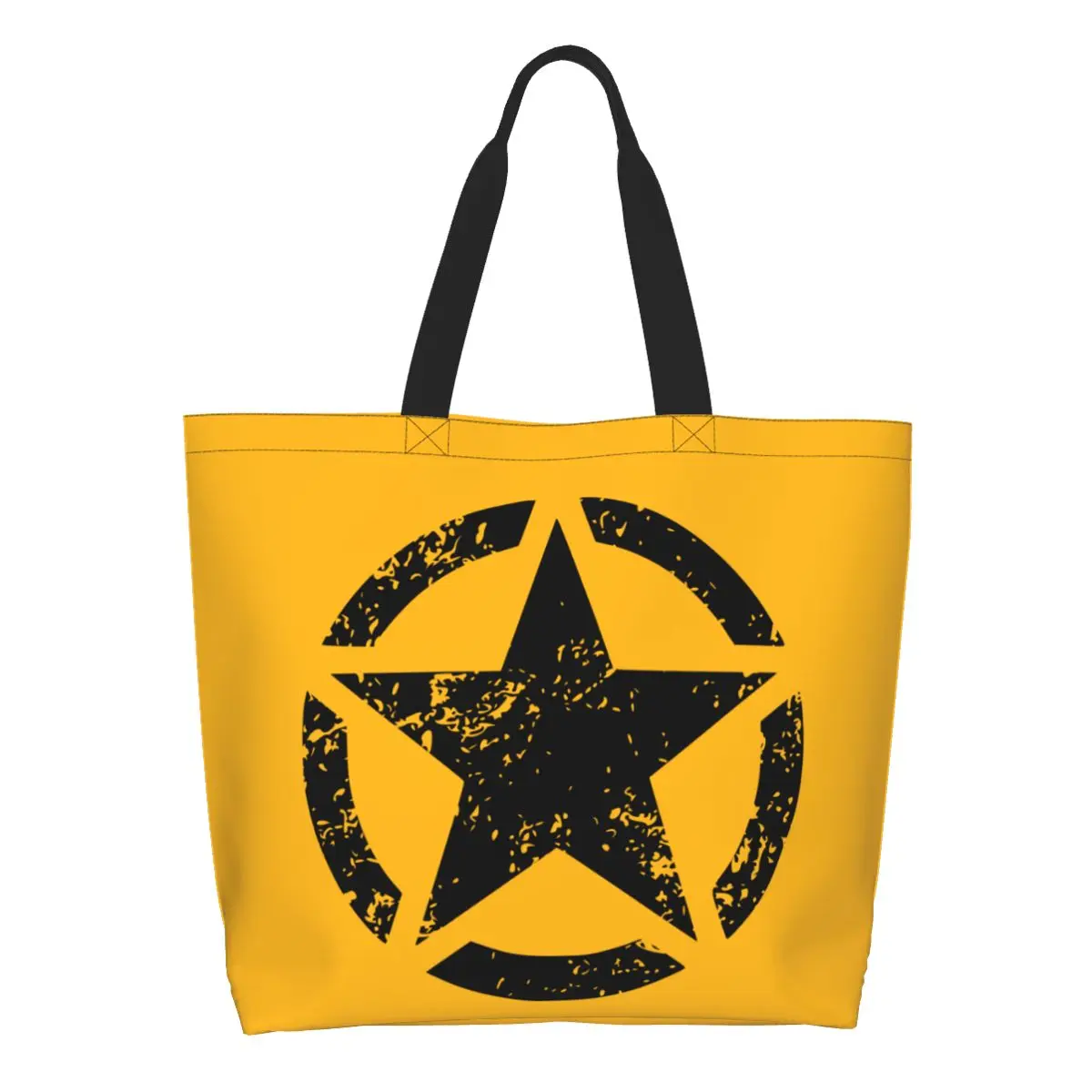 Fashion Military Tactical Army Star Shopping Tote Bags Recycling Canvas Grocery Shopper Shoulder Bag