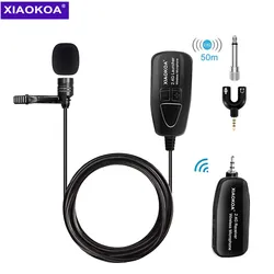 XIAOKOA 2.4G Wireless Lavalier Microphone Recording Lapel Mic with 50m Stable Wireless Transmission for Voice Amplifier Speaker