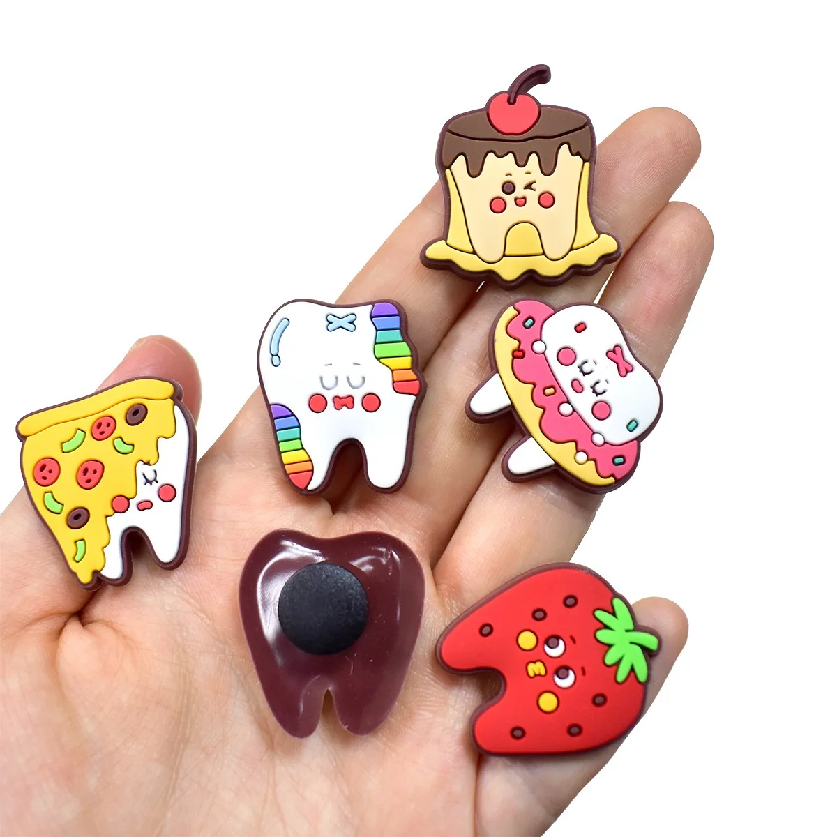 1-12Pcs Pudding Pineapple Teeth Shoe Buckle Charms Lovely PVC Sandal Ornaments DIY Children Funny Bracelet