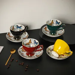 Europe Noble Butterfly Bone China Teapot Tea warmer English Coffee Cup and Saucer Spoon Set Sugar Bowl Milk Jug Coffeeware Set