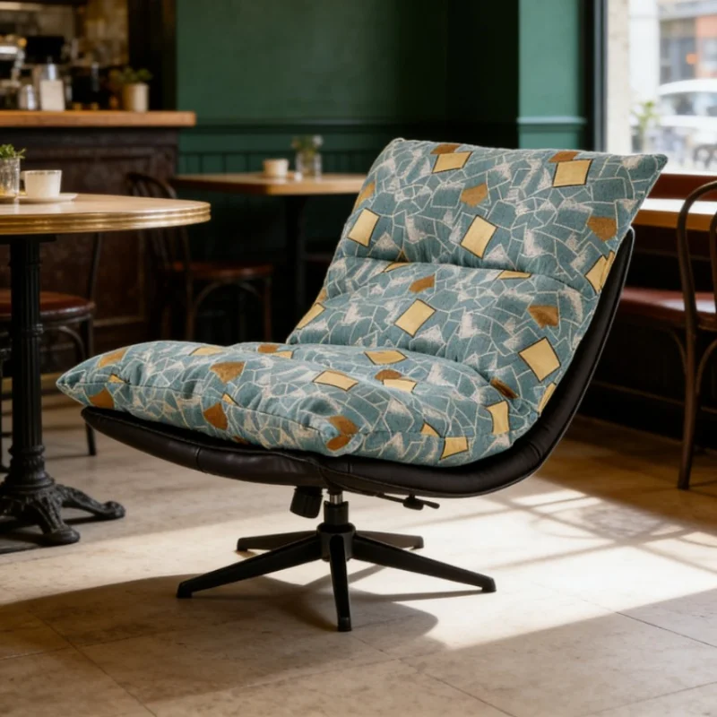 Modern Comfort Chair Linen Fabric 360 Rotation Luxury for Small Apartment Living Room Bedroom Cozy Relaxing Seat Home Furniture