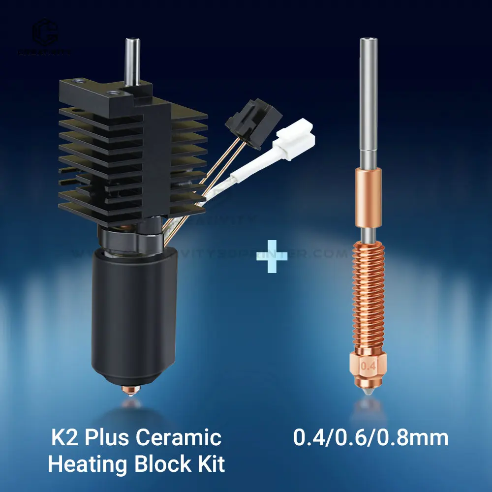 

Цельнометаллический керамический нагревательный блок K2 Plus, быстросменное сопло 350 ° C Высокая термостойкость Hotend для K2 Plus
